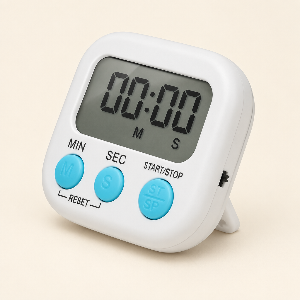 White digital magnetic kitchen countdown timer