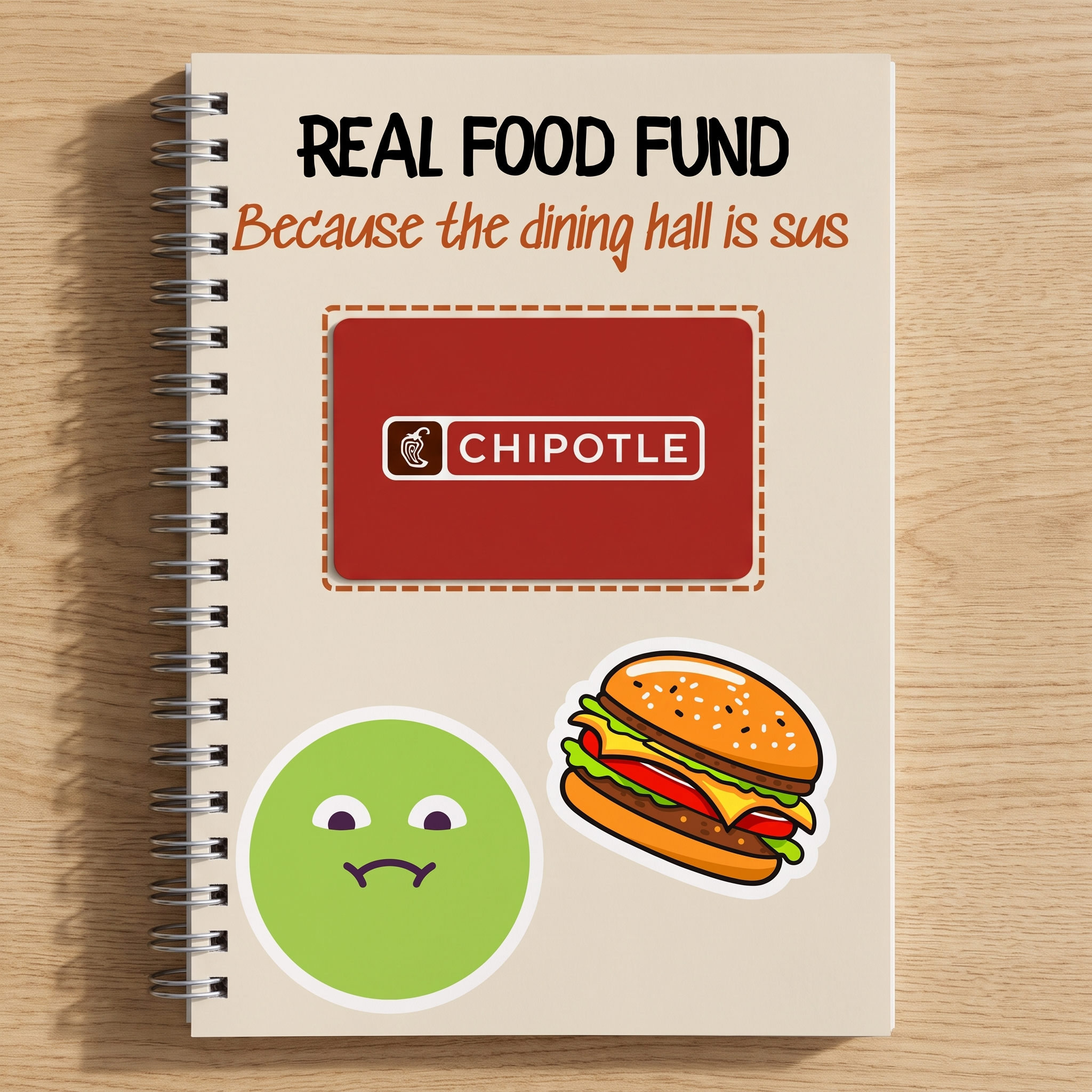 Real Food Fund page with Chipotle gift card