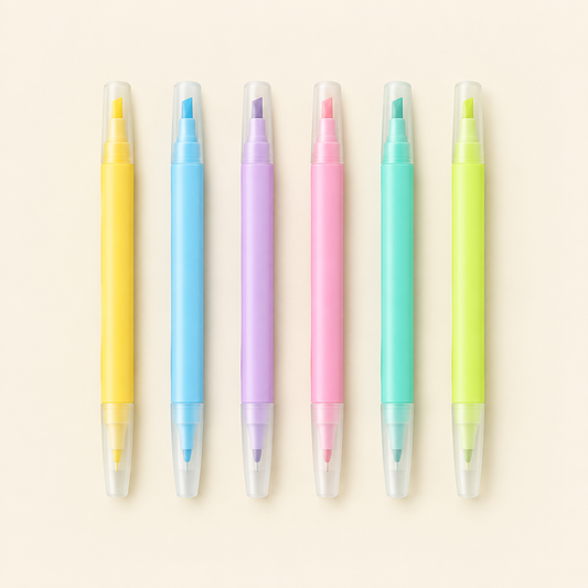 Six colour double ended erasable highlighter set